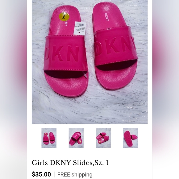 DKNY Girls/Big Kids Size 3½ Pink Slides Sandals fits Women's 5½ - Picture 8 of 10